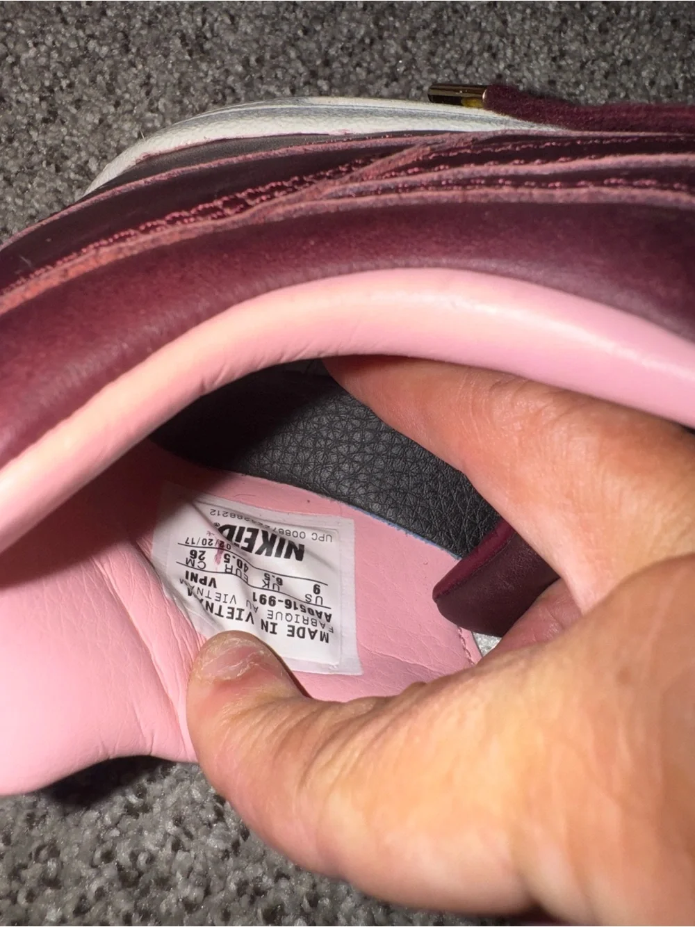 Nike Women's Burgundy Sneakers with Pink Lining